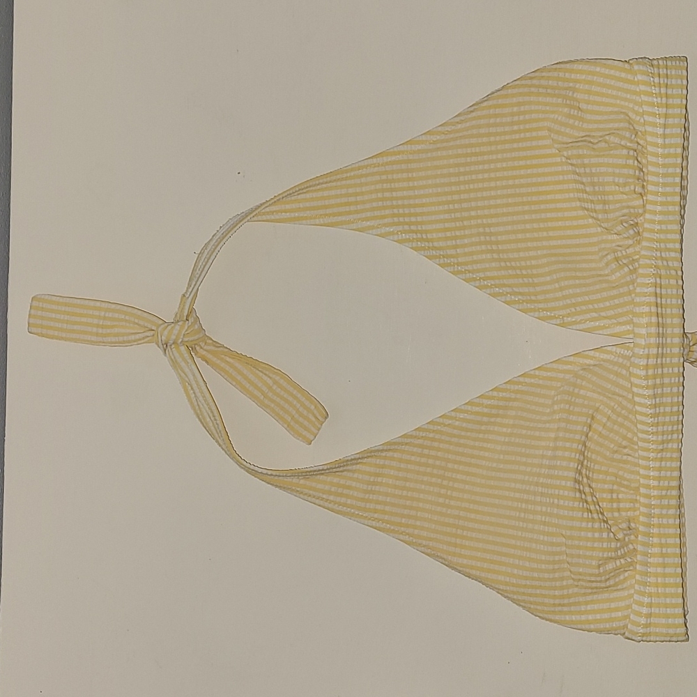 Yellow Striped Halter Bikini Top